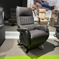 Polsteria - Relaxsessel Relaxa Feeling HV Leder Longlife Evita Anthrazit Sternfuß Edelstahl Schwarz Gebürstet - 6