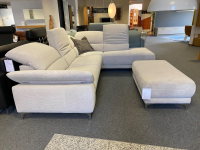 Carina - Ecksofa Modell 1220 Stoff Feincord Silber Grau PG2 Füße Chrom mit Hocker - 11
