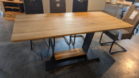 MCA Furniture - Esstisch Malambo Platte Balkeneiche Massiv Metall Schwarz Lackiert - 2