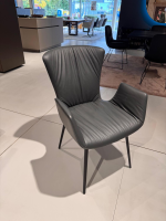 Draenert - Armlehnstuhl Dexter Leder I 919 Grau Gestell Stahl Schwarz Pulverbeschichtet - 7