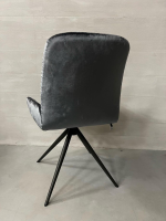 Hülsta - Stuhl S1000 Stoff Velour Glänzend Blaugrau Gestell Anthrazit - 2