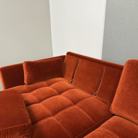 Eigene Herstellung - Ecksofa Living Rohleder Stoff Cloud 18 Rot Gesteppt Füße Metall Schwarz Mit Klappbaren Armlehnen - 9