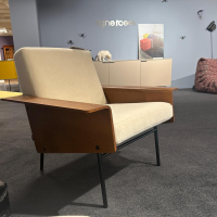 Ligne Roset - Sessel G 10 Stoff Alpa Arctique Beige Gestell Schwarz Seidenmatt Pulverbeschichtet Armlehnen Buchenmultiplex Furniert - 6