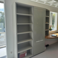 Hülsta - Anbauwand Mega Design Lack Seidengrau Grau Akzent Kernnussbaum - 6