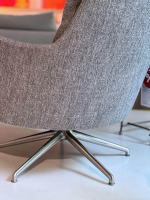 Flexform - Sessel Marley Stoff Extra Eleo 1190 Grau Gestell Drehfußkreuz Metall Satiniert - 4