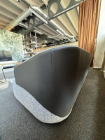 Rubelli Casa - Sofa 260 Lago Stoff Grau Rücken Leder Schwarz Füße Schwarz - 4