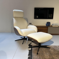 IP Design - Sessel Trinity Stoff Queen IP1775 272 Beige Schale Nussbaum Furniert Geölt Gestell Metall Schwarz Matt Inklusive Hocker - 7