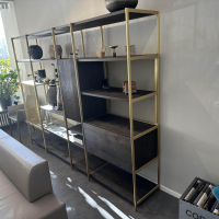 Janua - Shelf solid wood oak smoked anthracite oiled aluminium anodized Ev3 brass - 4