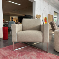 KFF - Lounge Sessel Luis Leder Siena Schlammgrau 1377 Gestell Edelstahl Silbergrau Pulverbeschichtet - 2
