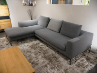 COR - Ecksofa Mell Stoff 9131 Anthrazit Grau Gestell Metall Schwarz Mit Kissen Stoff 9129 - 6