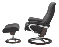Stressless - Stressless Sunrise M Leder Paloma Rock Anthrazit Gestell Signature Metall Alu Poliert Holz Wenge Mit Hocker - 4