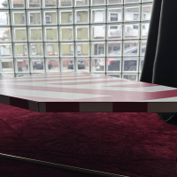 Driade - Couchtisch Zagazig Platte Laminat Rot Weiß Gestreift Gestell Stahl Gold Lackiert - 4