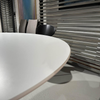 Knoll International - Esstisch Saarinen 1957 Platte Laminat Weiß Säulenfuß Aluminium Weiß Lackiert - 6