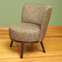 Bielefelder Werkstätten - Drehsessel Polo Cocktail Stoff BW Troy Braun Gestell Esche Schwarz Gebeizt Inklusive Hocker - 5