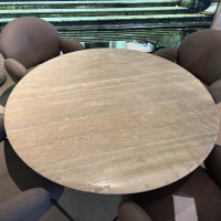 Freifrau - Outdoor Essgruppe BC07 Platte Travertin Triato Kiesel Grau Gestell Bronze Schwarz Nana Stoff Loopi Coconut Taupe Grau Braun - 8