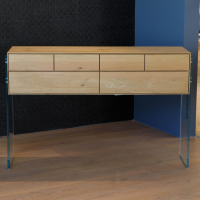 Dreieck - Konsole Flair Eiche Massiv mit Seitenwangen aus Optiwhite Klarglas - 4