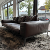 Flexform - Sofa Lifesteel 14C04 Leder Pelle Deluxe 619 Braun Füße Metall Brüniert Inklusive Kissen - 5