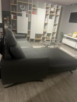 WK Wohnen - Ecksofa WK 605 Variatione Leder 9 Montana Basalto Grau - 3