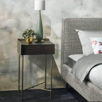 Christine Kröncke - 2er-Set Nachtkästchen Bela 39 1 Eiche Wenge Furniert Gestell Edelstahl Bronce Look Bronze Pulverbeschichtet - 3