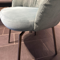 KFF - 4er-Set Armlehnstuhl Giro Sitz Stoff Seven 198 Teal Blau Rücken Stoff Lisboa 31 Blau Grün Gestell Metall Schwarz - 4