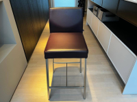 KFF - 2er Set Barhocker Glooh Leder Belo Purple Violett Gestell Chrom Matt Mit Kunststoffgleitern - 3