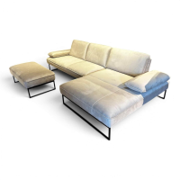 JOOP! - Ecksofa 8165 Select Stoff JOOPD26 Velours Grey Grau Metallkufen Schwarz Inklusive Hocker - 8