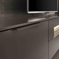 Loddenkemper - Wohnwand Linee Living LS24 Galano Lack Terrabraun Braun Grau Absetzung Eiche Wellenoptik Mit Beleuchtung - 10