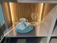 Loddenkemper - Wohnwand Linee Living LS24 Galano Lack Terrabraun Braun Grau Absetzung Eiche Wellenoptik Mit Beleuchtung - 5