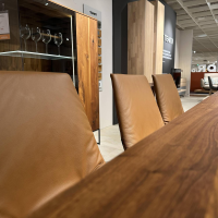 Team 7 - Essgruppe Nox Nussbaum Wildsortierung Leder Sepia Braun Gestell Schwarz Matt Tisch Ausziehbar - 11