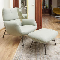 COR - Armchair Jalis Lounge Fabric 8305 Mint green Green Gray Wire frame 01 Black brown Including stool - 19