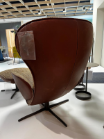 Jori - Lounge Sessel Daydreamer Innen Stoff Mamaye 204 Braun Beige Gelb Außen Leder Lolita Pralina Braun Gestell Bronze Lackiert Inklusive Hocker - 7