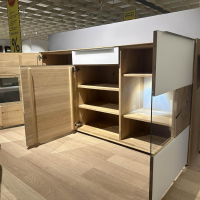 Mondo - Sideboard Natur Talvera Asteiche Massiv Gebürstet Weißgeölt Akzent Weißglas Griffe Edelstahloptik - 4