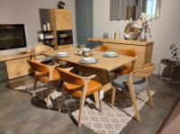 Voglauer - 6er Set Stuhl V-Rock Stoff Curl Steel Grau Und Leder LV Cognac Orange Braun Gestell Alteiche Rustiko - 2