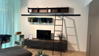 San Giacomo - Wohnwand Mit Sideboard Cabaret Front Schwarz Korpus Eiche Element Domino Glas Schwarz Element Domino Eiche - 3