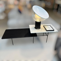 Minotti - Beistelltisch Lelong mit 2 Tischplatten, Platte Marmor Und Eschefurnier, Gestell Metall Pulverbeschichtet Black Coffee Schwarz - 8