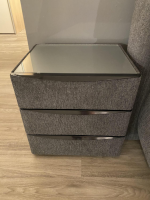 Oschmann - Boxspringbett OC BX21015 Stoff Brego Anthrazit Braun Verstellbarer Unterbaum Inklusive Matratzen Und Topper Mit Nachttisch - 11