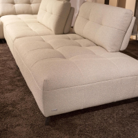 Contur - Ecksofa Comodo Stoff Crumble Silky Beige Grau Metallfuß Anthrazit Mit Kopfstütze - 4