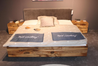 Paul Lindberg - Bettanlage Feria Nussbaum Massiv Stoff Loft Graphit 66 Grau mit 2 Nachtkästchen - 2