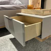Wöstmann - Schlafzimmer WSL 8800 Lack Samtgrau Mit Spaltholz-Akzent Stoff Lightgrey Grau Mit Akzentlicht - 5