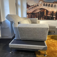 Brühl - Ecksofa Moule Medium Stoff 2480 90 Grau Kufe Verchromt Glänzend Inklusive Hocker - 6