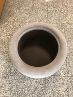 Troels - Hocker Circle Stoff Yeti Triton Hellgrau Eiche Natur Geölt - 3