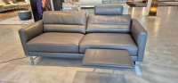 Violetta - Sofa Tino Leder 80 Nachtgrau mit Kopfstütze und Fußteil - 4