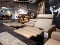 Global - Garnitur Valera Leder Vicenza Taupe Metallfuß Schwarz 2 Sofas - 2