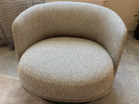 Giorgetti - Sessel 2er Set All Around Innen Stoff Cruise Melange Lagune Beige Grün Außen Leder Ottanio 9149 Grün Drehfuß Metall Bronze Lackiert - 4