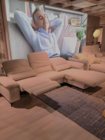 Carina - Ecksofa EM Brügge Stoff Loop Nature Beige Metallfuß Schwarz mit Relaxfunktionen - 3