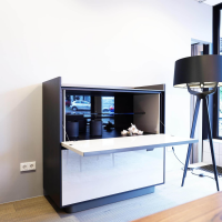 Minotti - Bar- / Container Darren Farbe Sand Struktur Aschefurnier Korpus Aluminium Farbe Malz - 2