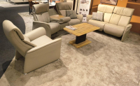 himolla - Polstergruppe Cansas Leder Longlife Quarz 24 Beige Füße Aluminium Silber Inklusive Kissen - 3