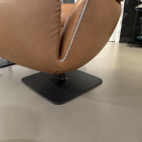 COR - Drehsessel Jalis Lounge Leder Puro Cognac Braun Tellerfuß Graubraun mit Hocker - 4