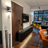 Rietberger Möbelwerke - Sideboard Deviso Lack Schwarz Mit Push To Open Inklusive Paneel Nussbaum Nova Und Beleuchtung - 6