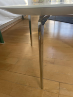 Kettnaker - Couchtisch Solo Rund Platte Lack Kristallblau Blau Weiß Füße Chrom - 3